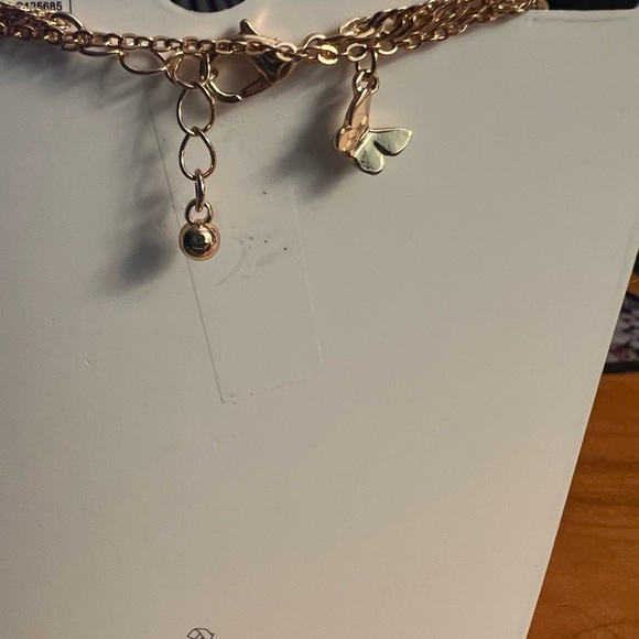 Forever 21 Gold Butterfly Anklet | Triple Strand with Delicate Charms - Picture 3 of 5